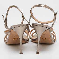 Sergio Rossi Metallic Leather Strappy Sandals Size 38.5