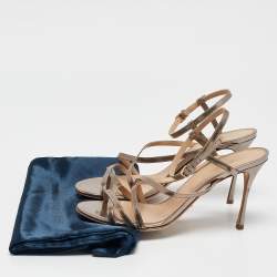 Sergio Rossi Metallic Leather Strappy Sandals Size 38.5