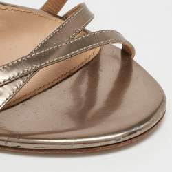 Sergio Rossi Metallic Leather Strappy Sandals Size 38.5