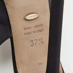 Pre Owned Sergio Rossi Black Satin Slingback Peep Toe Pumps Size 37.5