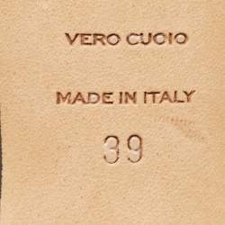 Pre Owned Sergio Rossi Gold Leather Crystal Embellished Mules Size 39