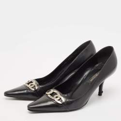 Sergio Rossi Black Leather Pointed Toe Pumps Size 39.5