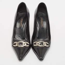 Sergio Rossi Black Leather Pointed Toe Pumps Size 39.5
