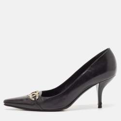 Sergio Rossi Black Leather Pointed Toe Pumps Size 39.5