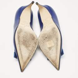 Pre Owned Sergio Rossi Blue Leather Pointed Toe Pumps Size 38.5
