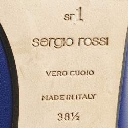 Pre Owned Sergio Rossi Blue Leather Pointed Toe Pumps Size 38.5