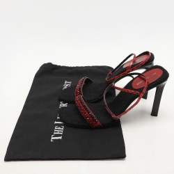 Sergio Rossi Red Leather and Python Ankle Strap Sandals Size 40