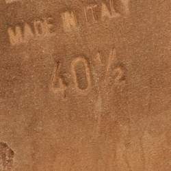 Pre Owned Sergio Rossi Rose Gold Leather Wedge Slide Sandals Size 40.5