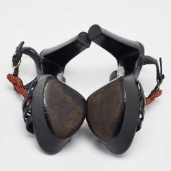 Pre Owned Sergio Rossi Black Leather Strappy Platform Sandals Size 35.5