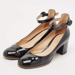 Gianvito Rossi Black Patent Leather Mary Jane Pumps Size 41
