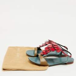 Sergio Rossi Multicolor Leather Flat Sandals Size 40