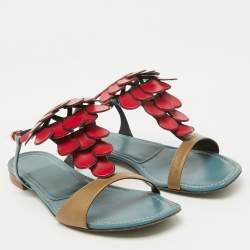 Sergio Rossi Multicolor Leather Flat Sandals Size 40