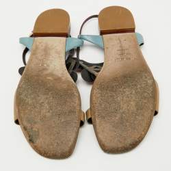 Sergio Rossi Multicolor Leather Flat Sandals Size 40