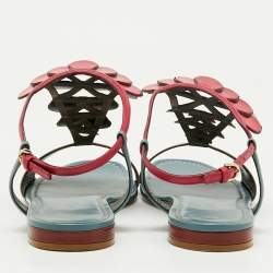 Sergio Rossi Multicolor Leather Flat Sandals Size 40