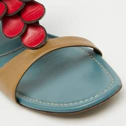 Sergio Rossi Multicolor Leather Flat Sandals Size 40