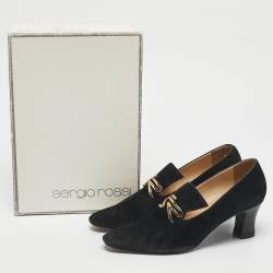 Sergio Rossi Black Suede Block Heel Pumps Size 37