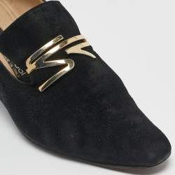 Sergio Rossi Black Suede Block Heel Pumps Size 37