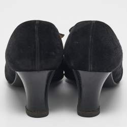 Sergio Rossi Black Suede Block Heel Pumps Size 37
