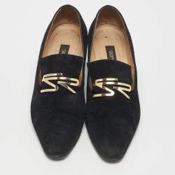 Sergio Rossi Black Suede Block Heel Pumps Size 37
