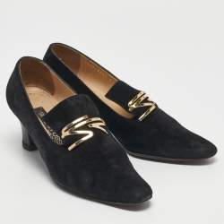 Sergio Rossi Black Suede Block Heel Pumps Size 37
