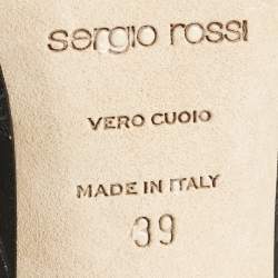 Pre Owned Sergio Rossi Black Croc Embossed Leather Pointed-Toe Pumps Size 39