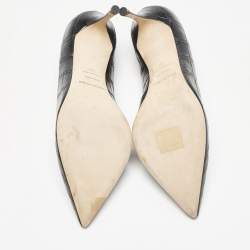 Pre Owned Sergio Rossi Black Croc Embossed Leather Pointed-Toe Pumps Size 39