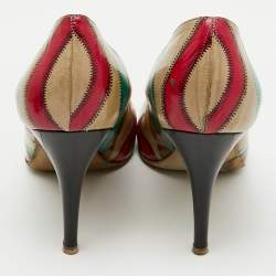 Pre Owned Sergio Rossi Multicolor Leather Round Toe Pumps Size 38