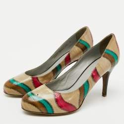 Pre Owned Sergio Rossi Multicolor Leather Round Toe Pumps Size 38