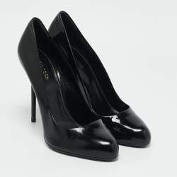 مملوكة مسبقًا Sergio Rossi Black Patent Leather Round Toe Pumps Size 40