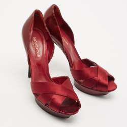 Sergio Rossi Burgundy Patent Leather and Satin D'orsay Pumps Size 38