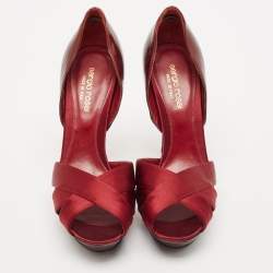 Sergio Rossi Burgundy Patent Leather and Satin D'orsay Pumps Size 38