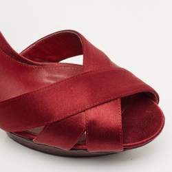 Sergio Rossi Burgundy Patent Leather and Satin D'orsay Pumps Size 38