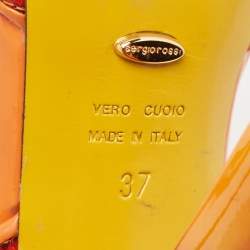 Sergio Rossi Orange Patent Leather and PVC Open Toe T-Strap Sandals Size 37