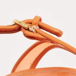 Sergio Rossi Orange Patent Leather and PVC Open Toe T-Strap Sandals Size 37