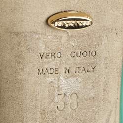 Pre Owned Sergio Rossi Green Patent Leather Peep Toe Platform Pumps Size 38