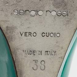 Sergio Rossi Green Patent Leather Wedge Pumps Size 38