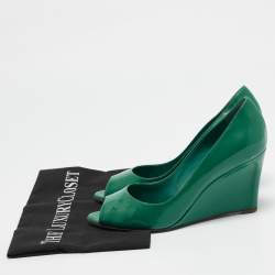 Sergio Rossi Green Patent Leather Wedge Pumps Size 38