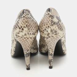 Sergio Rossi Grey Shimmer Python Leather Pointed Toe Pumps Size 37.5