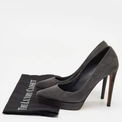 Sergio Rossi Dark Grey Suede Pointed Toe Platform Pumps Size 36.5