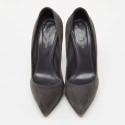 Sergio Rossi Dark Grey Suede Pointed Toe Platform Pumps Size 36.5