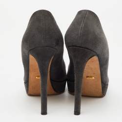 Sergio Rossi Dark Grey Suede Pointed Toe Platform Pumps Size 36.5