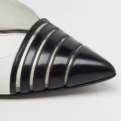 Pre Owned Sergio Rossi White/Black Leather Pointed Toe Pumps Size 39