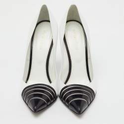 Pre Owned Sergio Rossi White/Black Leather Pointed Toe Pumps Size 39