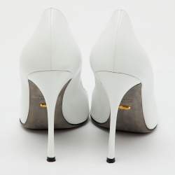 Pre Owned Sergio Rossi White/Black Leather Pointed Toe Pumps Size 39