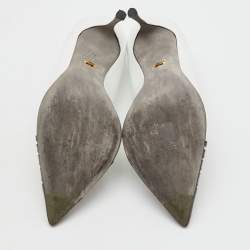 Pre Owned Sergio Rossi White/Black Leather Pointed Toe Pumps Size 39