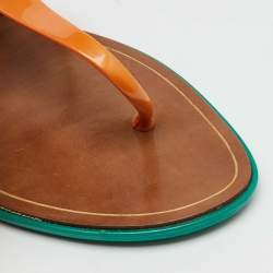 Sergio Rossi Multicolor Leather and Rubber T-Strap Flat Sandals Size 40