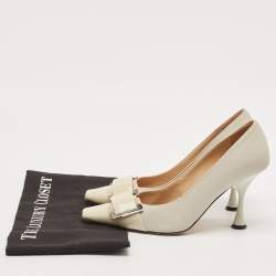 Sergio Rossi Grey Patent and  Leather Décolleté Square Toe Pumps Size 37