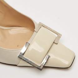 Sergio Rossi Grey Patent and  Leather Décolleté Square Toe Pumps Size 37