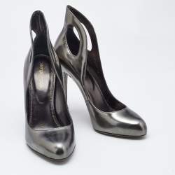 Sergio Rossi Metallic Leather Oblo Cut Out Pumps Size 38