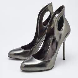 Sergio Rossi Metallic Leather Oblo Cut Out Pumps Size 38